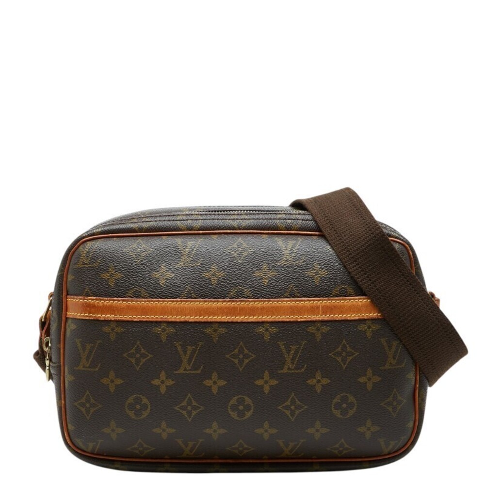 Louis Vuitton Monogram Reporter Crossbody Bag Brown Leather